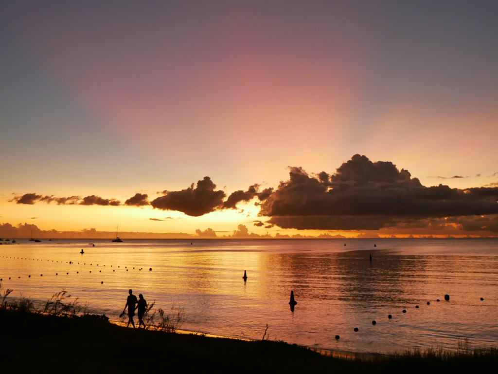 Mont Choisy beach Mauritius at sunset